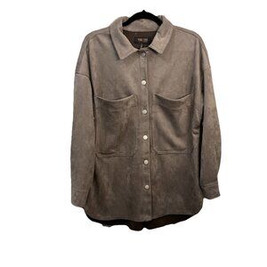 Truth By Republic Faux Leather Button Up Shirt Wet Clay Color Size Medium
